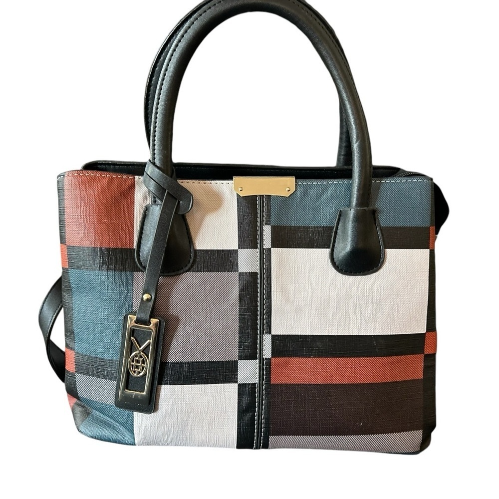Cocifer Women's Multicolor Plaid Top-Handle Handbag w/ Crossbody Strap like‎ new